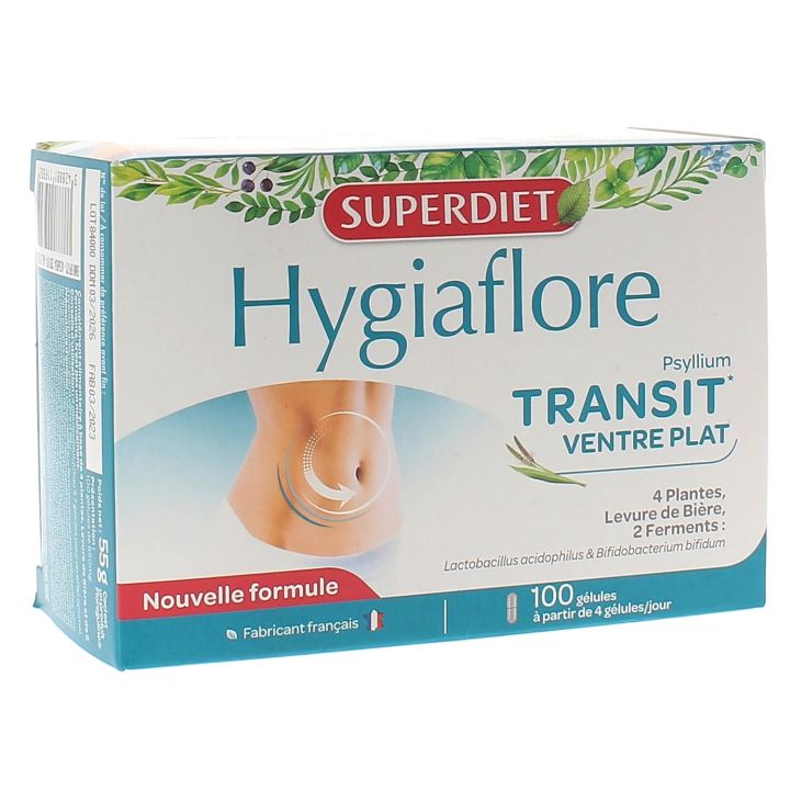 Hygiaflore transit ventre plat Super Diet - bo&icirc;te de 100 g&eacute;lules