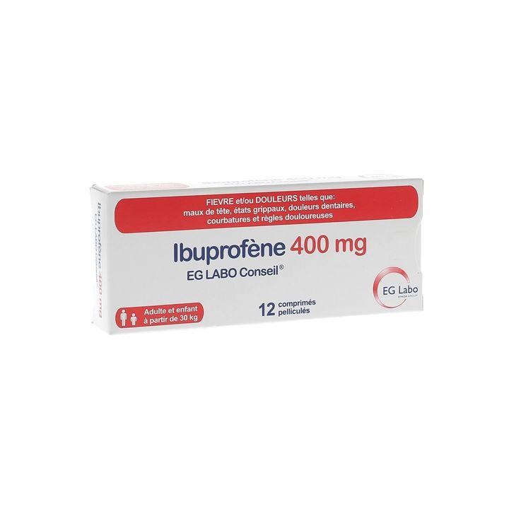 Ibuprof&egrave;ne 400 mg EG Labo Conseil - bo&icirc;te de 12 comprim&eacute;s pellicul&eacute;s