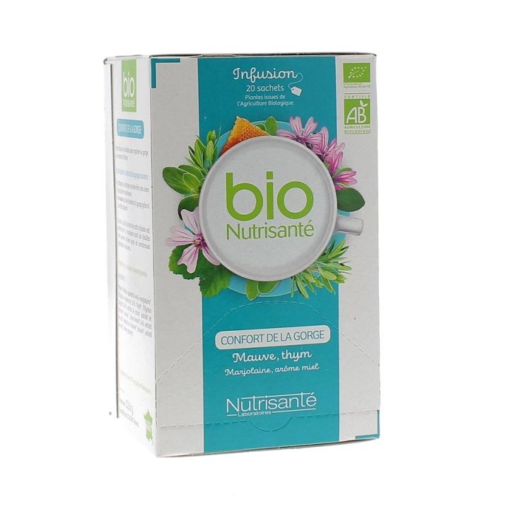 Infusion BIO confort de la gorge Nutrisant&eacute; - bo&icirc;te de 20 sachets
