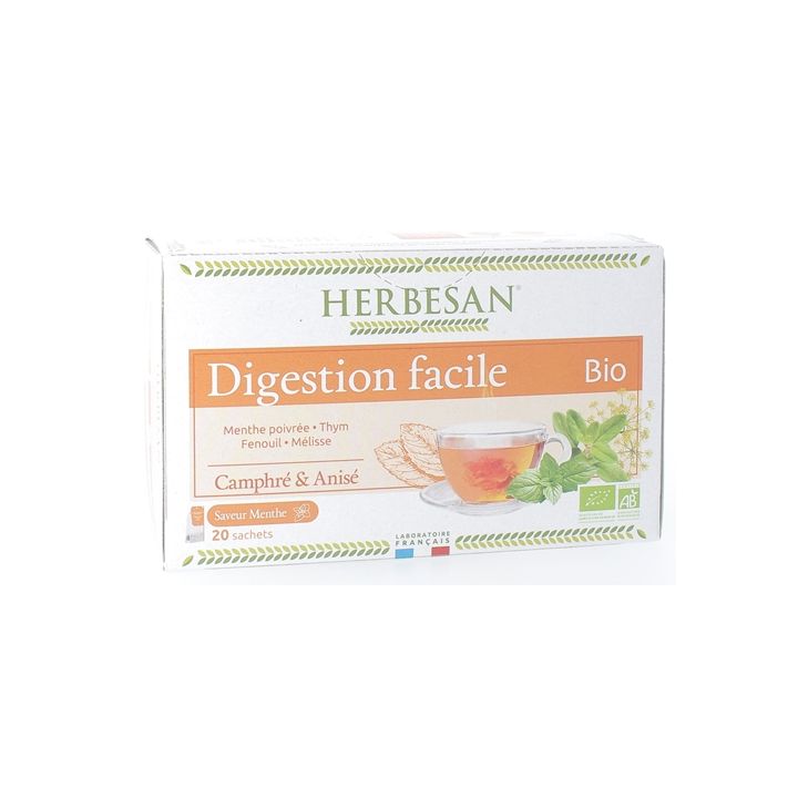 Infusion Bio digestion facile saveur menthe Herbesan - bo&icirc;te de 20 sachets