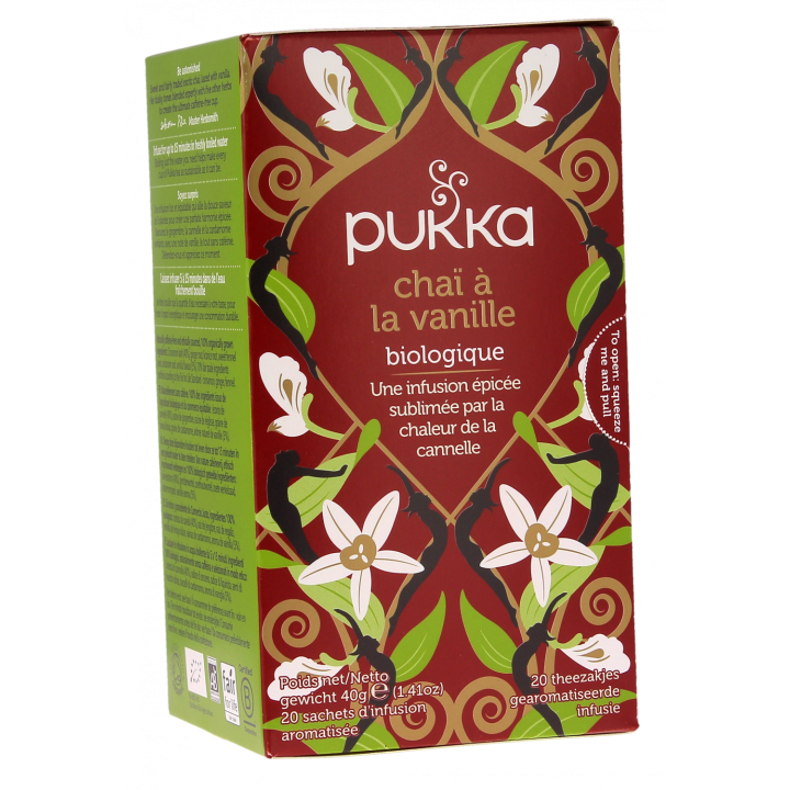 Infusion Cha&iuml; &agrave; la vanille bio Pukka - boite de 20 sachets