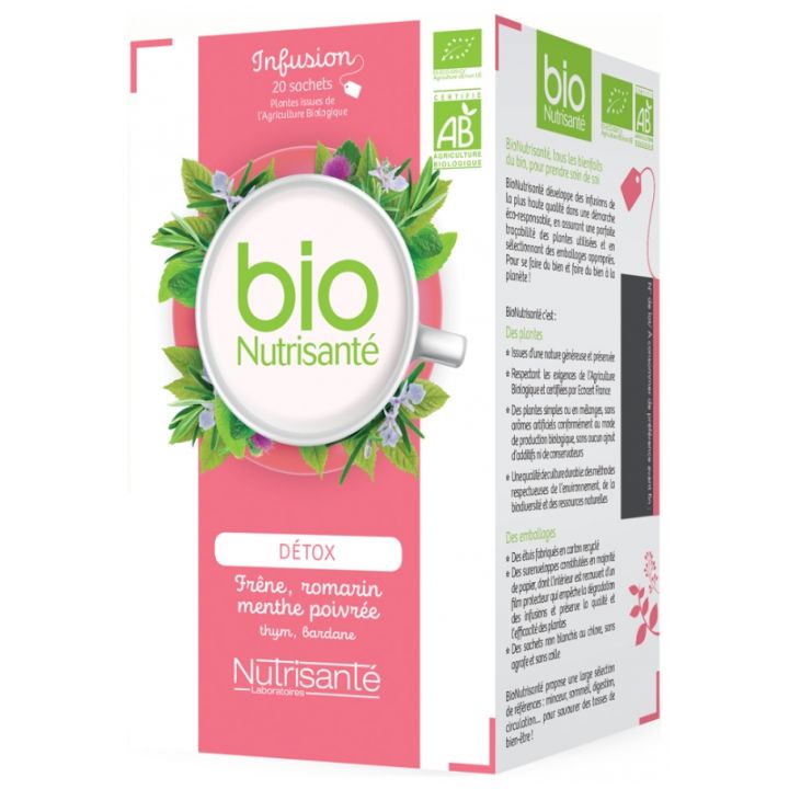 Infusion D&eacute;tox bio Nutrisant&eacute; - bo&icirc;te de 20 sachets