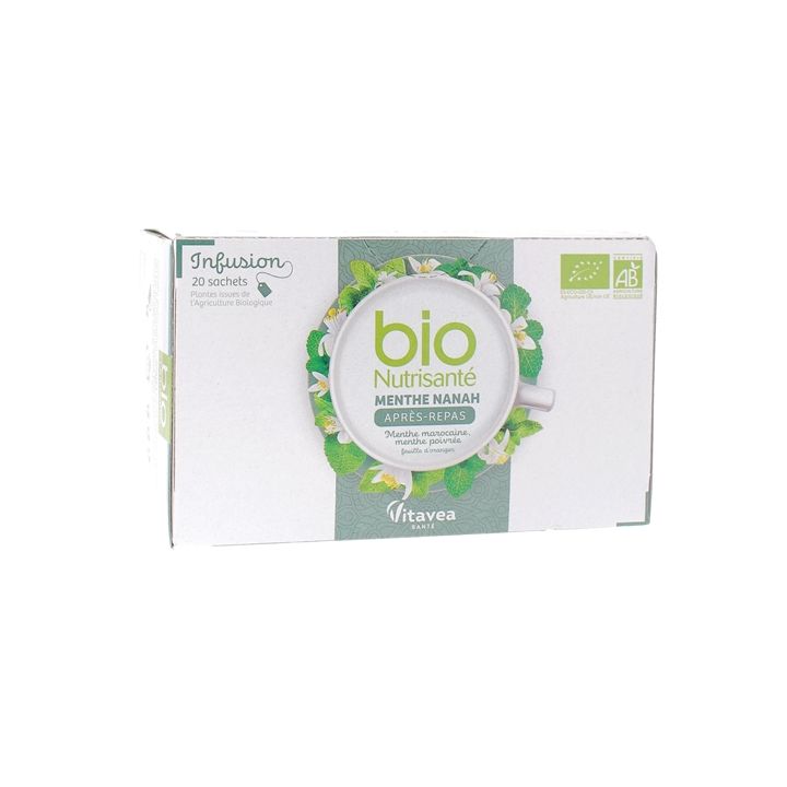 Infusion Menthe nanah apr&egrave;s-repas bio Nutrisant&eacute; - bo&icirc;te de 20 sachets