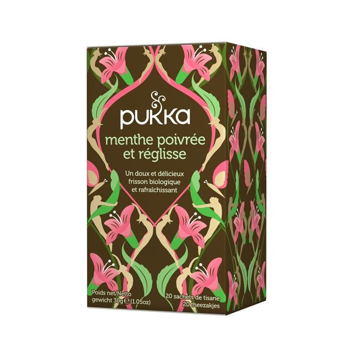 Infusion Menthe poivr&eacute;e & R&eacute;glisse (Peppermint & Licorice) BIO Pukka - 20 sachets