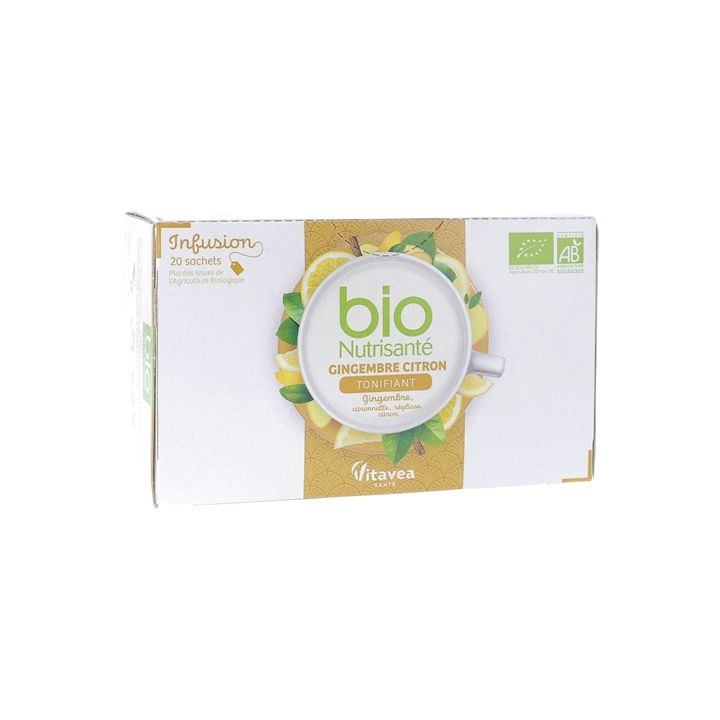Infusion gingembre citron tonifiant bio Nutrisant&eacute; - bo&icirc;te de 20 sachets