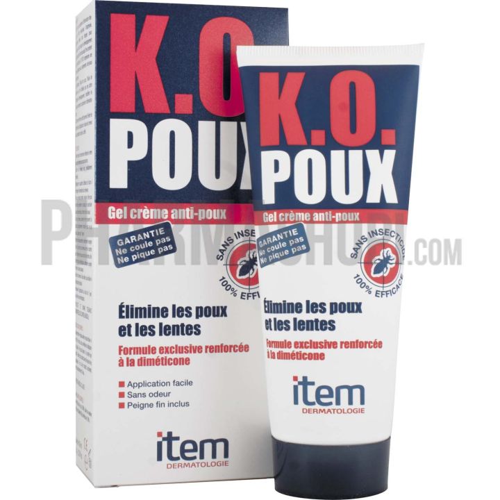 K.O. poux gel cr&egrave;me anti-poux &eacute;limine poux et lentes - Tube de 100 ml