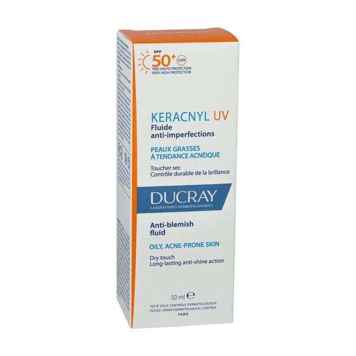 Keracnyl UV 50+ Fluide anti-imperfections peaux grasses &agrave; tendance acn&eacute;ique Ducray - tube de 50 ml