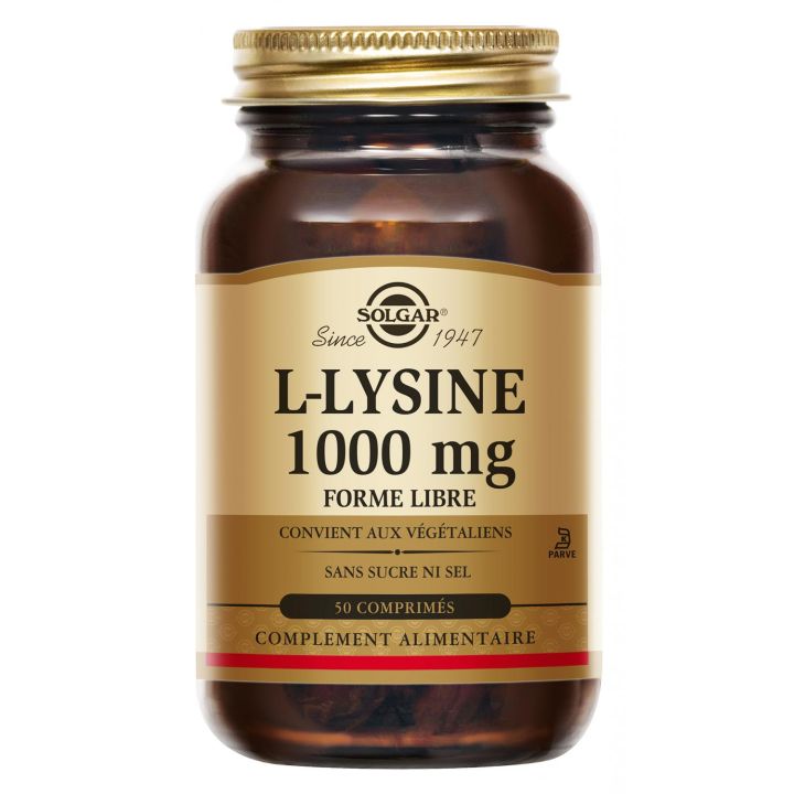 L-Lysine 1000 mg Solgar - pot de 50 comprim&eacute;s