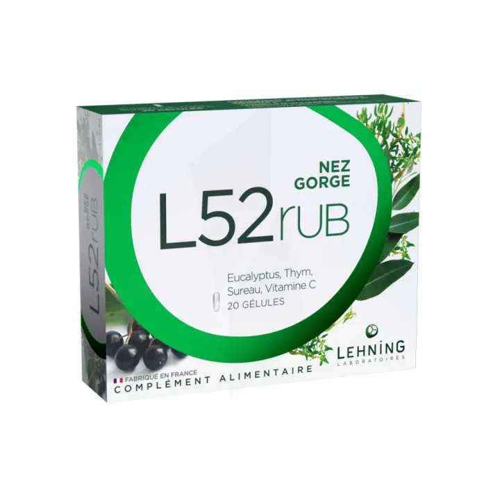 L52rub nez et gorge Lehning - boite de 20 g&eacute;lules