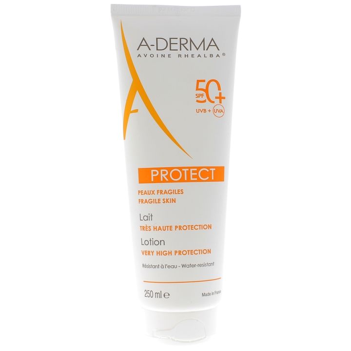 Lait Protect Tr&egrave;s Haute Protection SPF 50+ A-Derma - tube de 250 ml