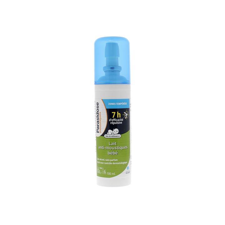 Lait anti-moustiques b&eacute;b&eacute; zones temp&eacute;r&eacute;es Parasidose - spray de 100 ml