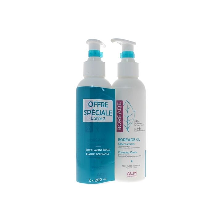 Cr&egrave;me lavante Bor&eacute;ade CL laboratoire ACM - lot de 2 flacons-pompe de 200ml