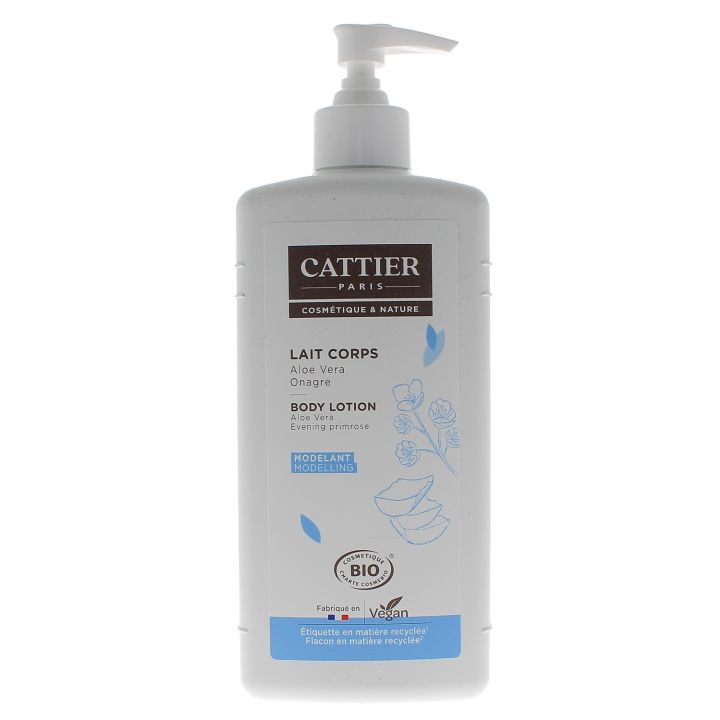 Lait corps modelant alo&eacute; vera et onagre bio Cattier - flacon-pompe de 500 ml