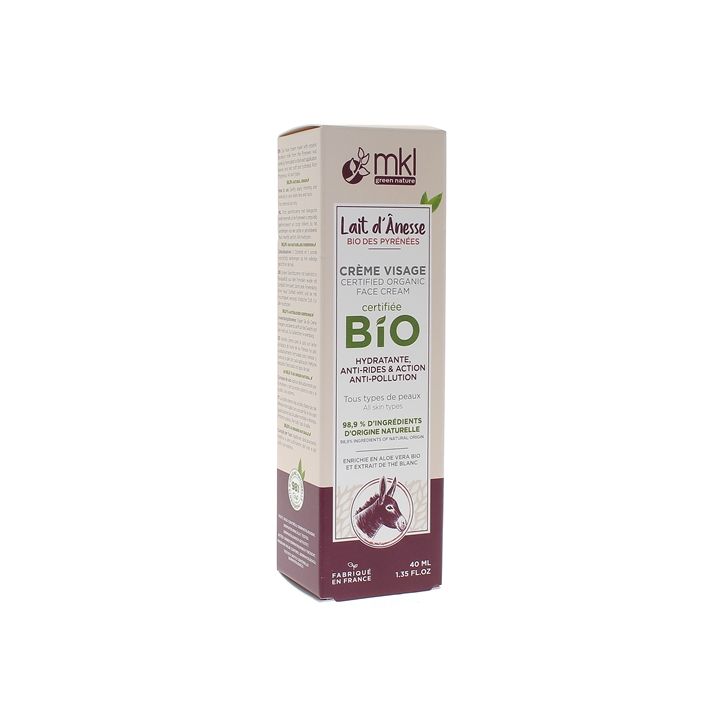 Cr&egrave;me visage au lait d'An&ecirc;sse Bio MKL Green Nature - tube de 40ml
