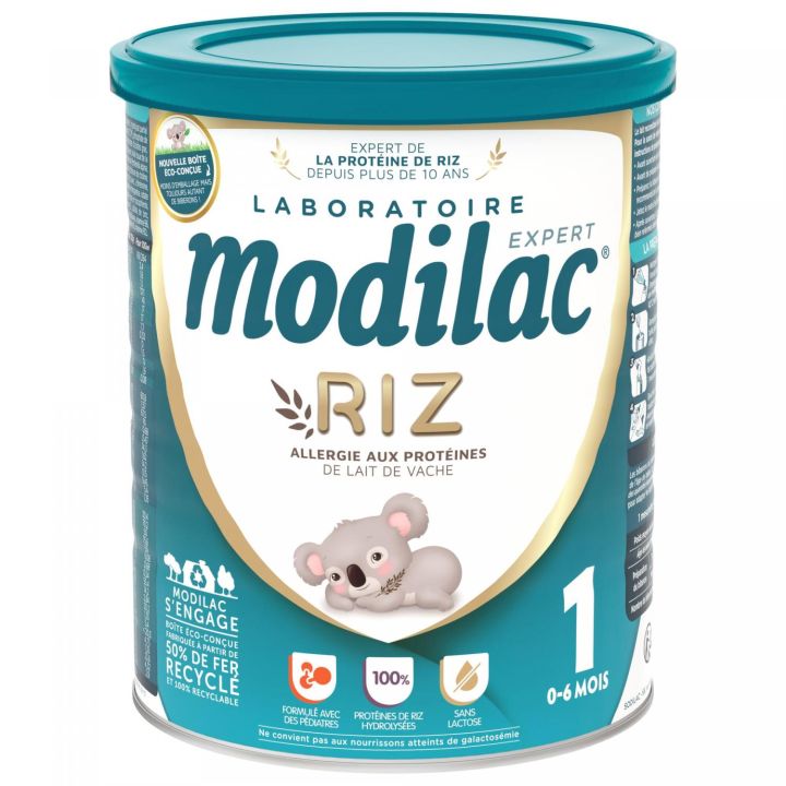 Lait de riz en poudre 1er &acirc;ge 0-6 mois Modilac Expert - pot de 800 g