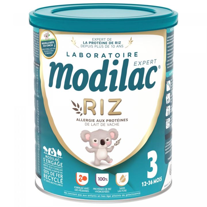Lait de riz en poudre 3&egrave;me &acirc;ge 12-36 mois Modilac Expert - pot de 800 g