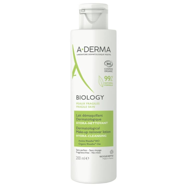 Biology Lait d&eacute;maquillant Hydra-Nettoyant A-Derma - flacon de 200ml