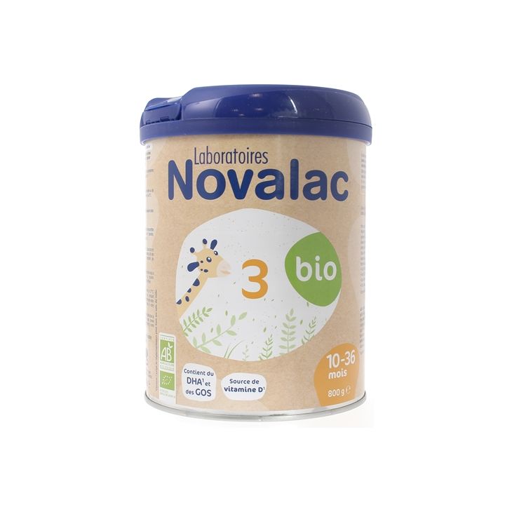 Lait en poudre 3&egrave;me &acirc;ge bio Novalac - pot de 800 g