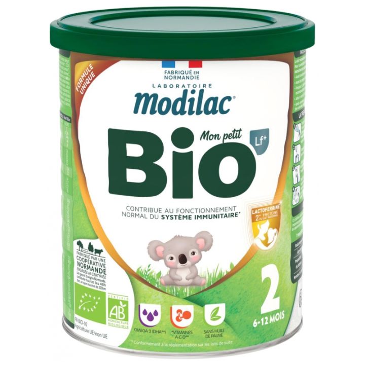 Lait en poudre bio 2&egrave;me &acirc;ge 6 &agrave; 12 mois Modilac - pot de 800 g