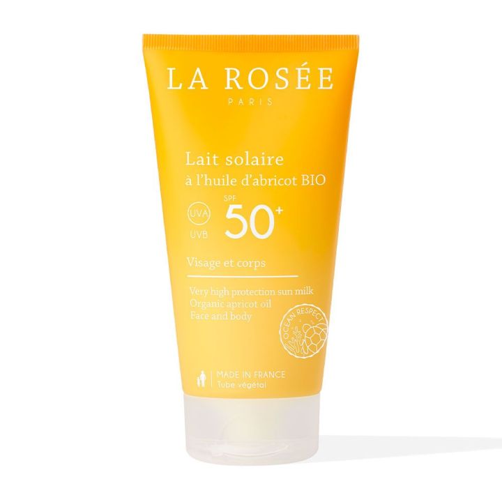 Lait solaire SPF50+ &agrave; l'huile d'abricot bio La Ros&eacute;e - tube de 150ml