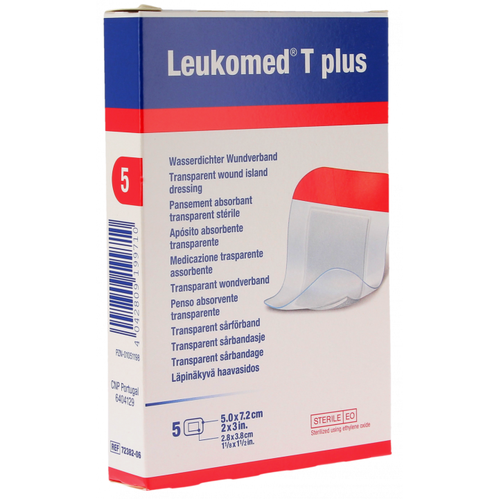 Leukomed T plus pansements st&eacute;riles transparents Bsn m&eacute;dical - boite de 5 pansements de 5.0x7.2cm