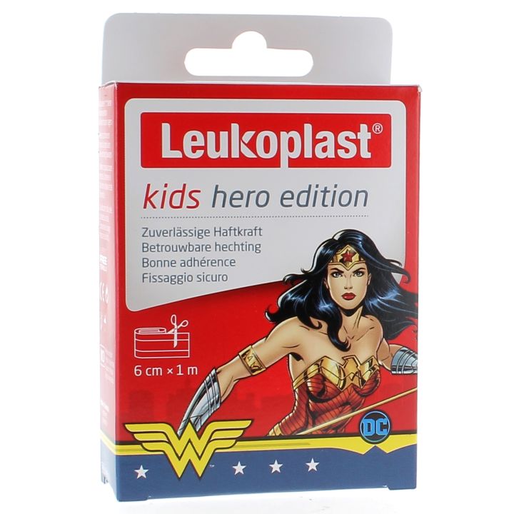 Leukoplast Kids Bande pansement &agrave; d&eacute;couper 6cm x 1m Hero edition BSN M&eacute;dical - bo&icirc;te d'une bande pansement