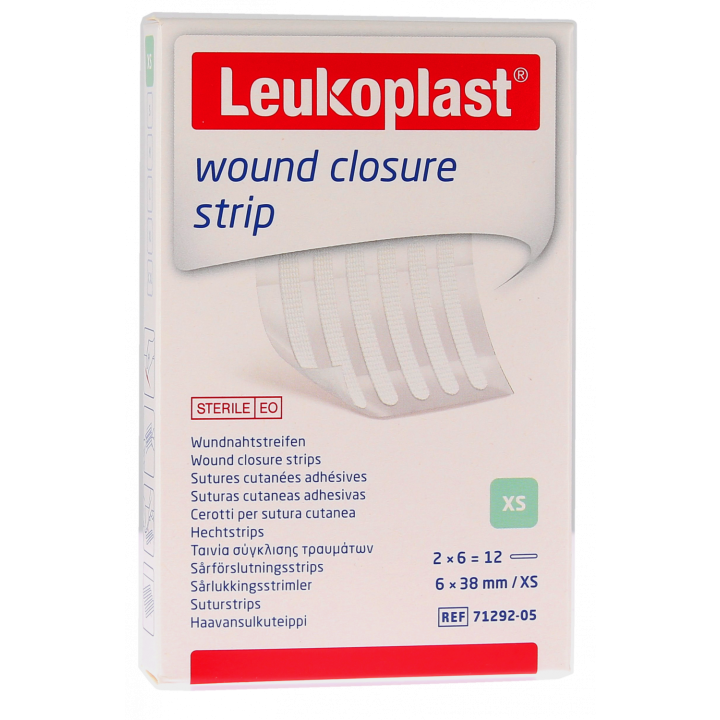 Leukosan Strip sutures cutan&eacute;es adh&eacute;sives BSN M&eacute;dical - 12 strips de 6 x 38 mm