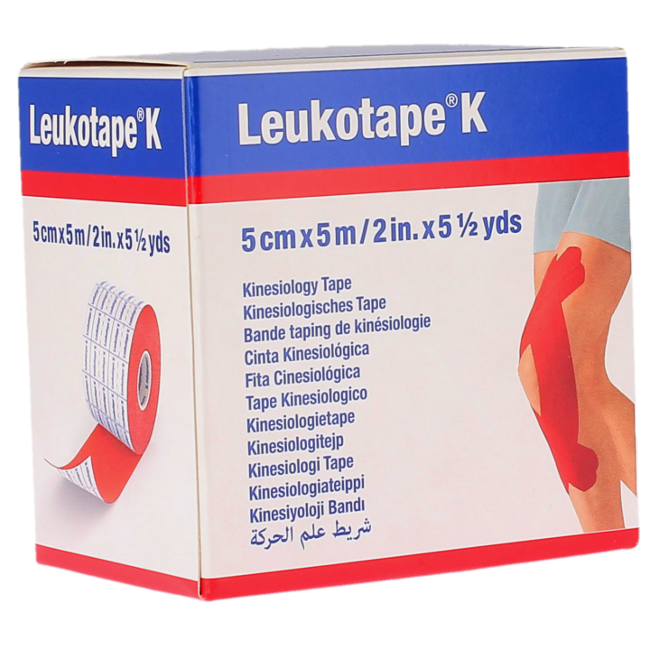 Leukotape K bande adh&eacute;sive taping &eacute;lastique rouge BSN m&eacute;dical - bande de 5cm x 5m