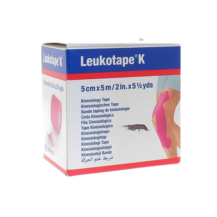 Leukotape K bande adh&eacute;sive &eacute;lastique Rose BSN medical - bande de 5 cm x 5 m