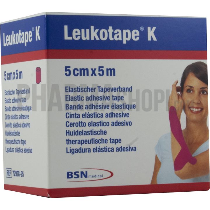 Leukotape K bande adh&eacute;sive &eacute;lastique bleu BSN medical - bande de 5 cm x 5 m