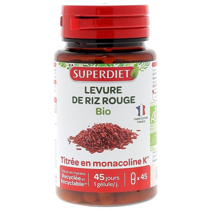Levure de riz rouge bio Super Diet - boite de 45 g&eacute;lules