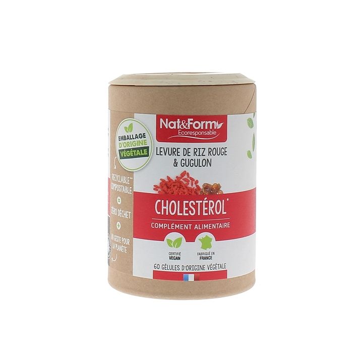 Levure de riz rouge & gugulon Cholest&eacute;rol Nat&Form - pot de 60 g&eacute;lules