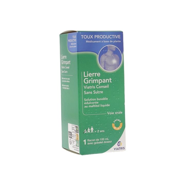 Lierre Grimpant sans sucre ar&ocirc;me miel Viatris - flacon de 100ml
