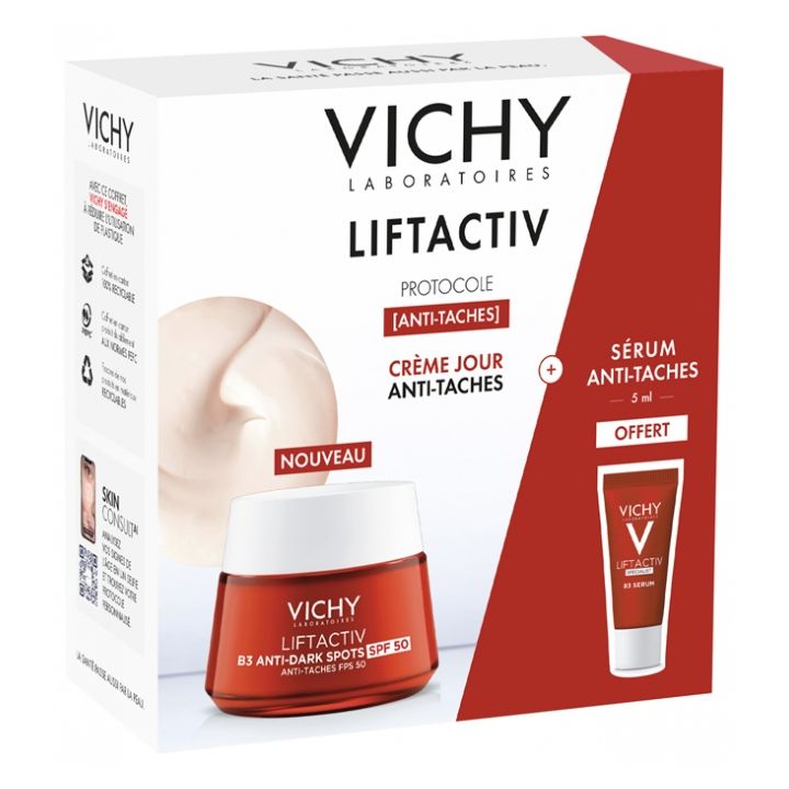 LiftActiv B3 Anti-Dark Spots Cr&egrave;me SPF50 + Specialist B3 S&eacute;rum taches brunes & rides 5 ml offert Vichy - coffret de 2 produits