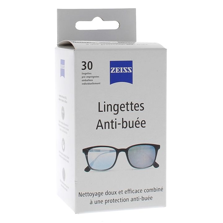 Lingettes antibu&eacute;e pour lunettes Zeiss - bo&icirc;te de 30 lingettes