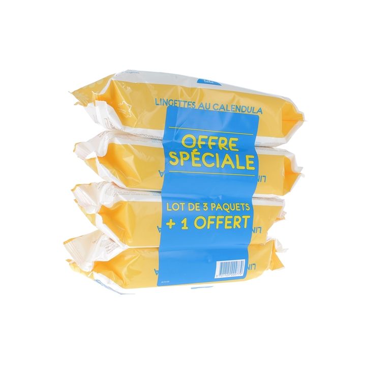 Lingettes au calendula b&eacute;b&eacute; Gifrer - lot de 4 x 70 lingettes
