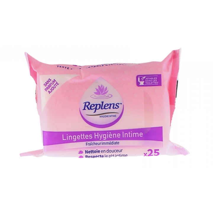 Lingettes hygi&egrave;ne intime Replens - sachet de 25 lingettes