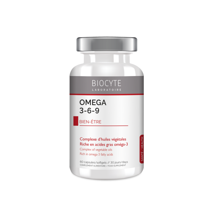 Longevity Omega 3-6-9 Biocyte - bo&icirc;te de 60 capsules micro-encapsul&eacute;s
