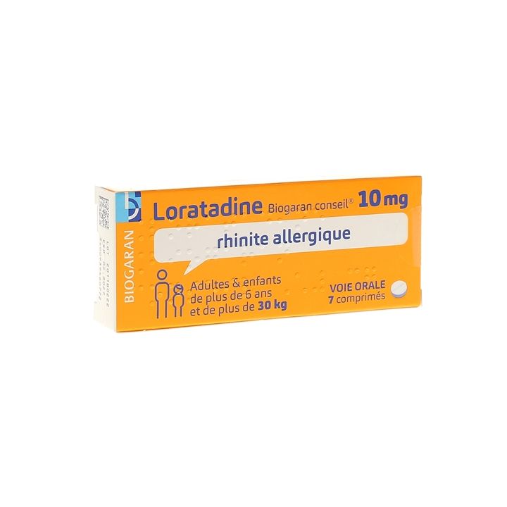 Loratadine 10 mg rhinite allergique Biogaran - 7 comprim&eacute;s