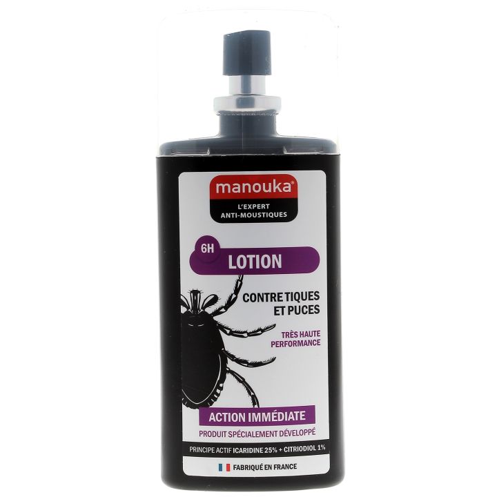Lotion contre tiques et puces 6h d'efficacit&eacute; Manouka - spray de 75 ml