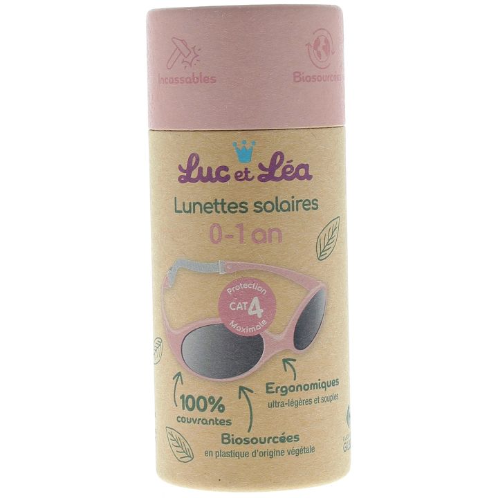 Lunettes solaires biosourc&eacute;es cat&eacute;gorie 4 0-1 an rose poudr&eacute; Luc et L&eacute;a - 1 paire de lunettes