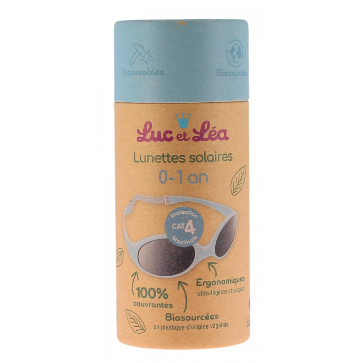Lunettes solaires biosourc&eacute;es cat&eacute;gorie 4 0-1 an bleu drag&eacute;e Luc et L&eacute;a - 1 paire de lunettes