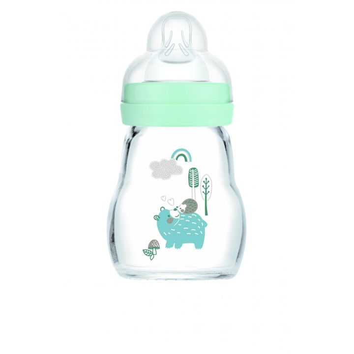 Biberon en verre bleu de d&eacute;bit 1 &agrave; partir de 0 mois MAM - biberon de 170 ml
