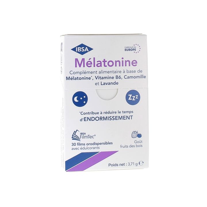 M&eacute;latonine 1mg go&ucirc;t fruits des bois FilmTec Ibsa Pharma - bo&icirc;te de 30 films orodispersibles