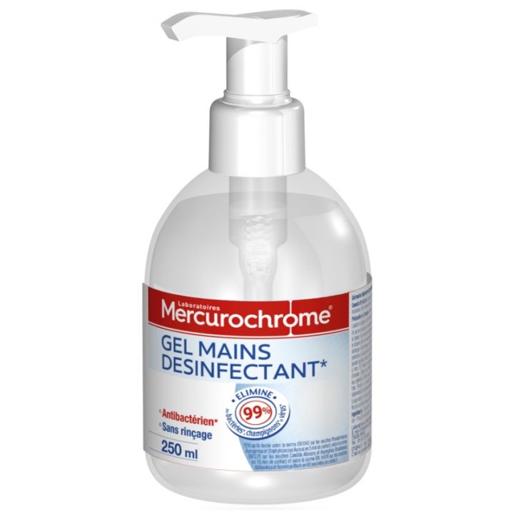 Gel mains d&eacute;sinfectant Mercurochrome - flacon de 250 ml
