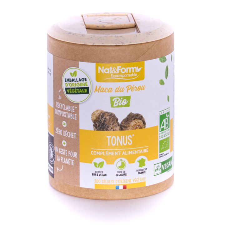 Maca Bio Ecoresponsable Nat&Form - boite de 200 g&eacute;lules