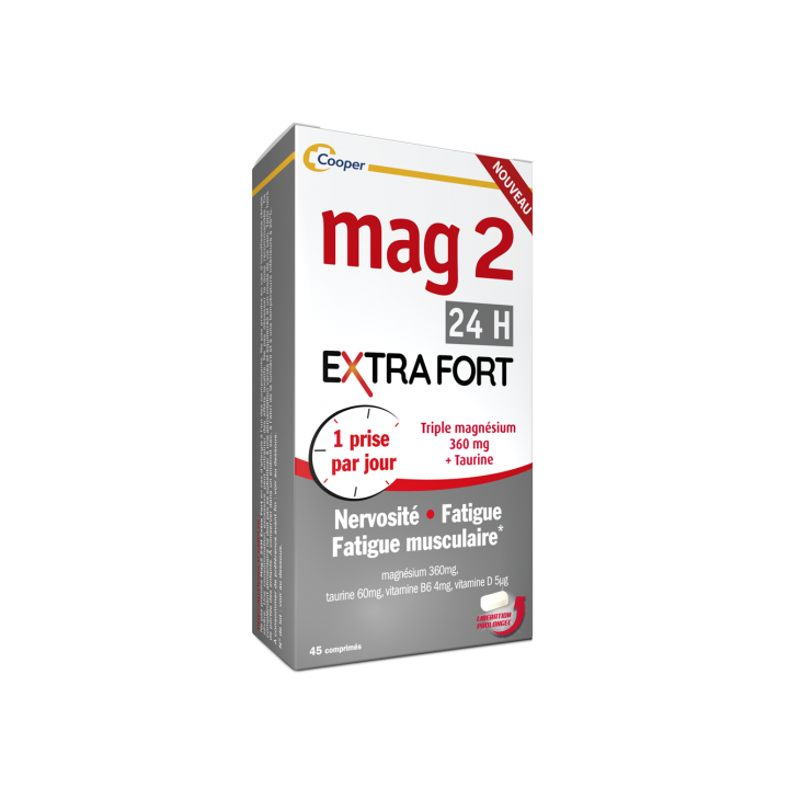 Mag 2 24h Extra Fort Cooper - bo&icirc;te de 45 comprim&eacute;s