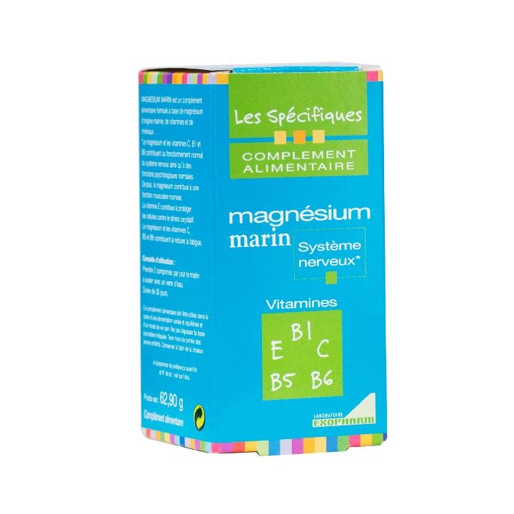 Magn&eacute;sium marin syst&egrave;me nerveux Exopharm - Boite de 60 comprim&eacute;s