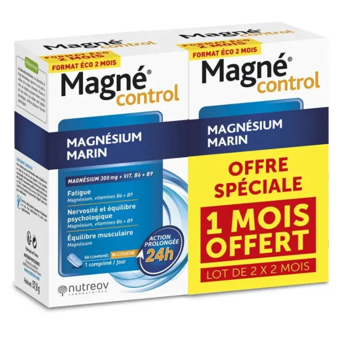 Magn&eacute; Control magn&eacute;sium marin Nutreov - boite de 60 comprim&eacute;s + une offerte
