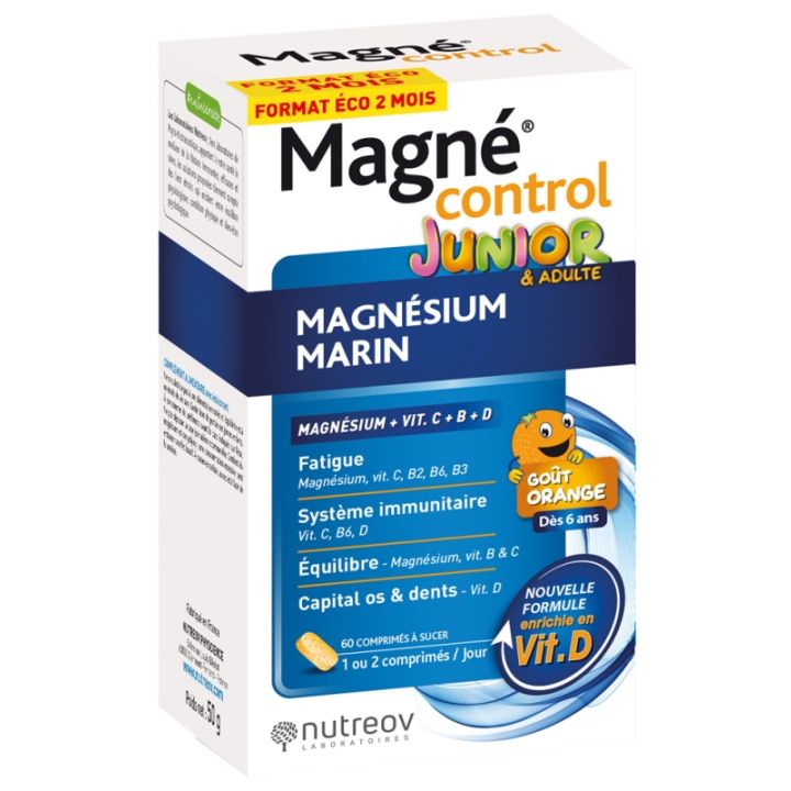 Magn&eacute; control junior Magn&eacute;sium marin Nutreov - boite de 60 comprim&eacute;s